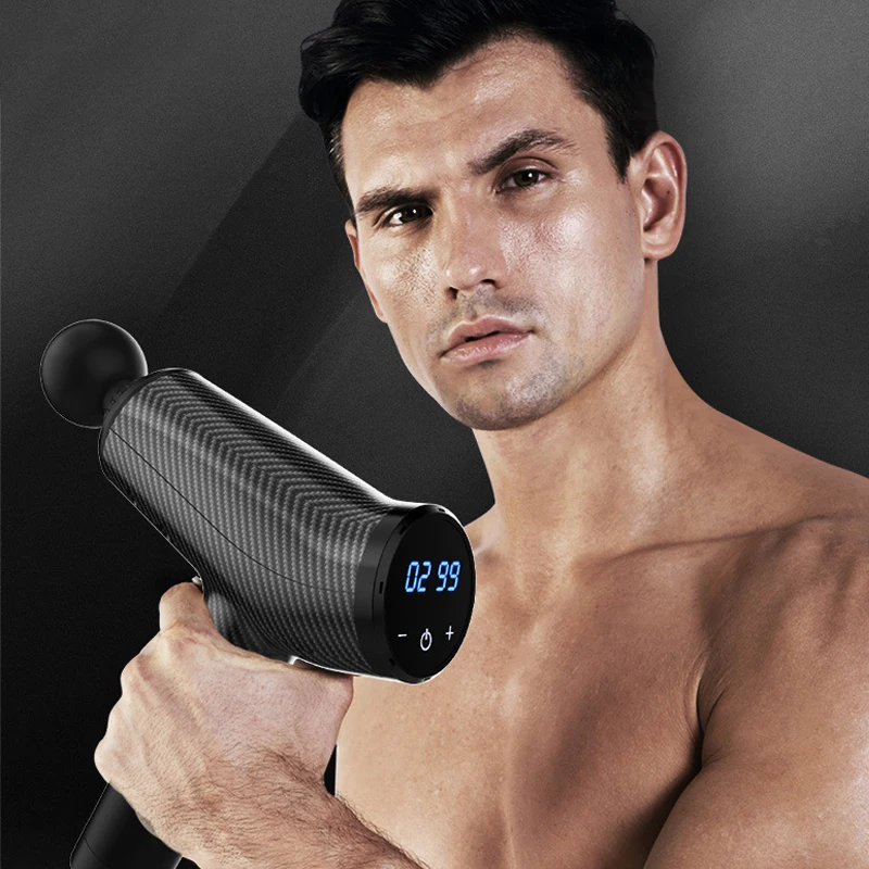 Электрический массажный пистолет для мышц массажер глубоких тканей с ЖК экраном