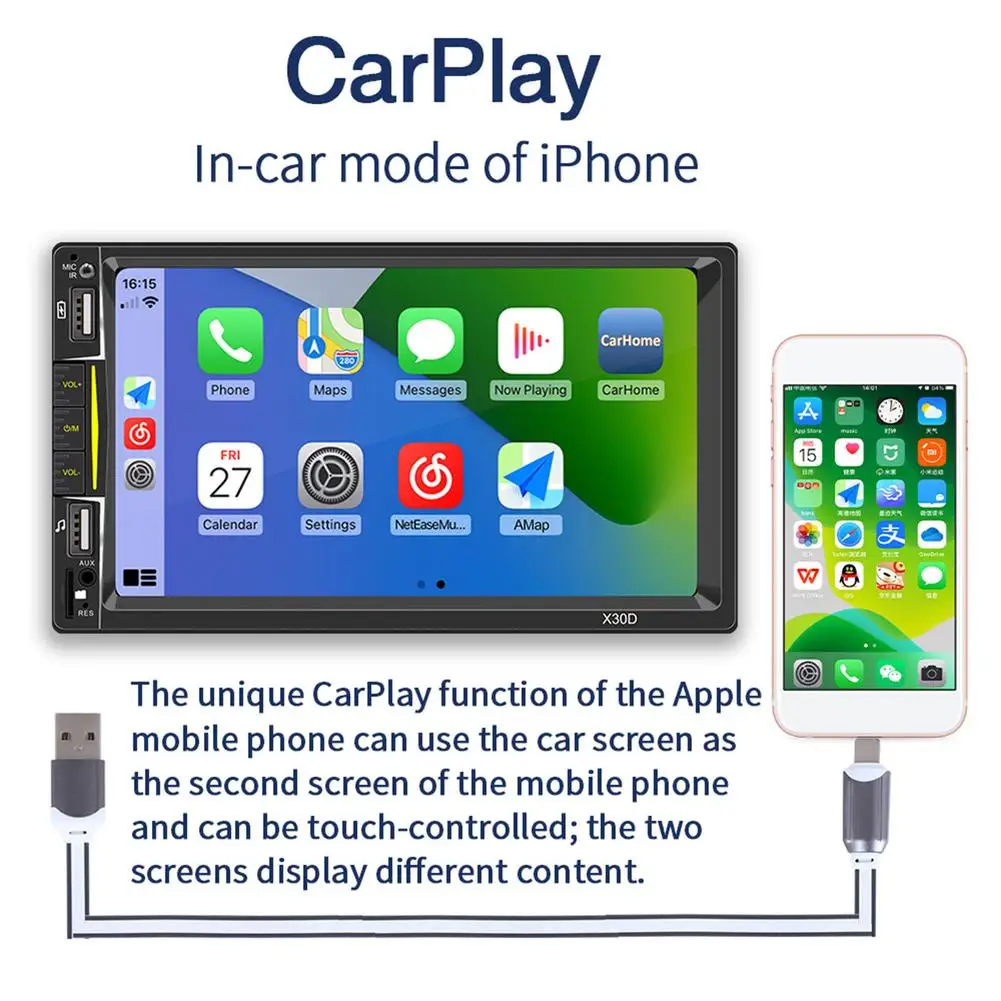 

2 din Car Radio Stereo MP5 Player 7-inch 2 DIN Auto CarPlay Touch Screen Stereo FM Audio Stereo FM Radio Player Car Stereo MP5