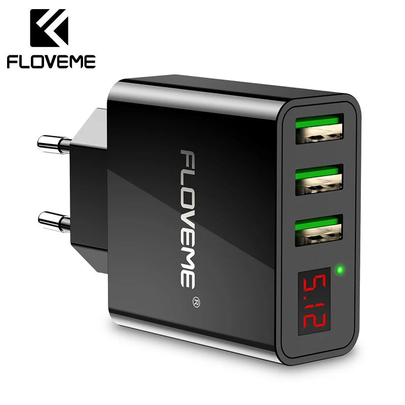 Зарядное устройство FLOVEME с USB портами и светодиодным дисплеем 3 А|Зарядные