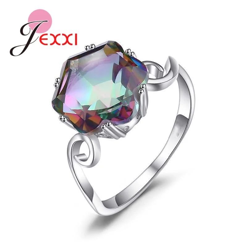 Новые модные Аутентичные кольца из стерлингового серебра 925 пробы с цветными кристаллами для женщин, модное обручальное кольцо, ювелирное и...