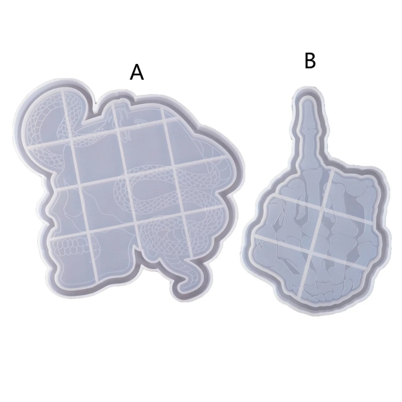 

DIY Skull Head Shape Tray Mold for Resin Skull Hand Snake Head Silicone Tray Mold Resin Serving Board Molds Craft Tools