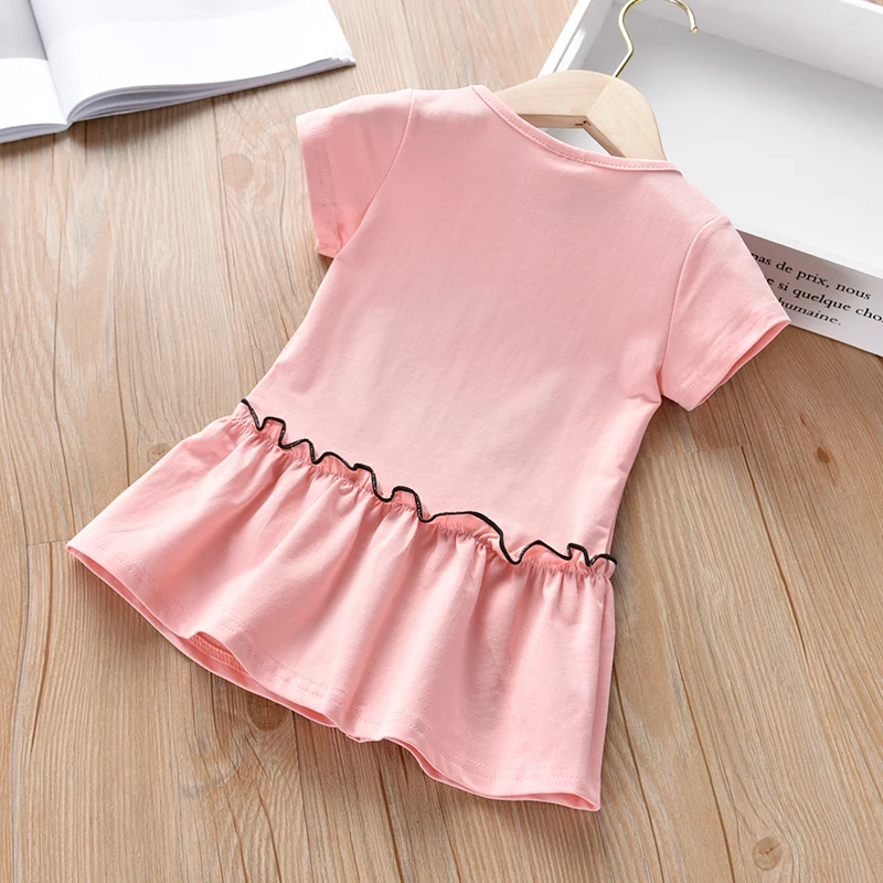 Kids Hello Kitty Dress Summer Princess Party Short Sleeve Children Girls Red Toddler Clothes Rabbit Cotton Ruched Fashion | Детская