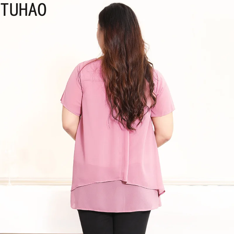 Блузка TUHAO женская шифоновая рубашка большого размера 10XL 9XL 8XL розовая черная топ