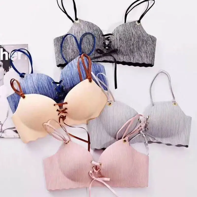

Women Lace-Up Wireless No Steel Underwear Push Up Bralette Bra Lingerie Comfy