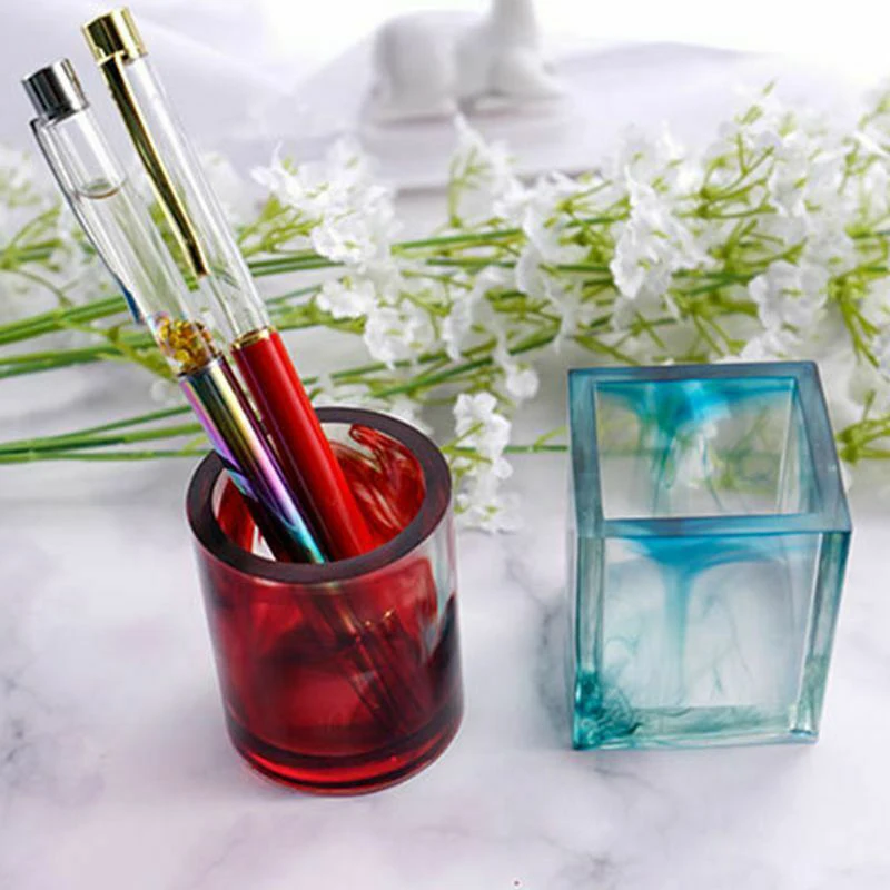 

Silicone Casting Mould Square Round Crystal Epoxy Resin Mold for DIY Pen Holder Brush Pot SWD889