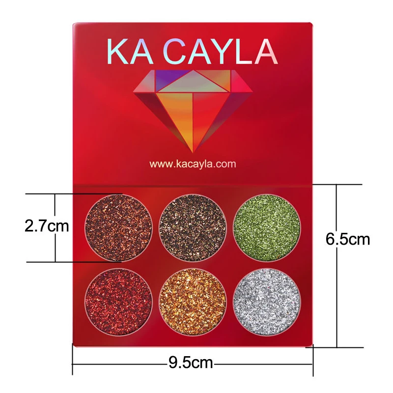 

6 Colors Glitter Eyeshadow Palette Diamond Glitter Metallic Pigment Waterproof Long-lasting Eye Shadow Kit Makeup Palette