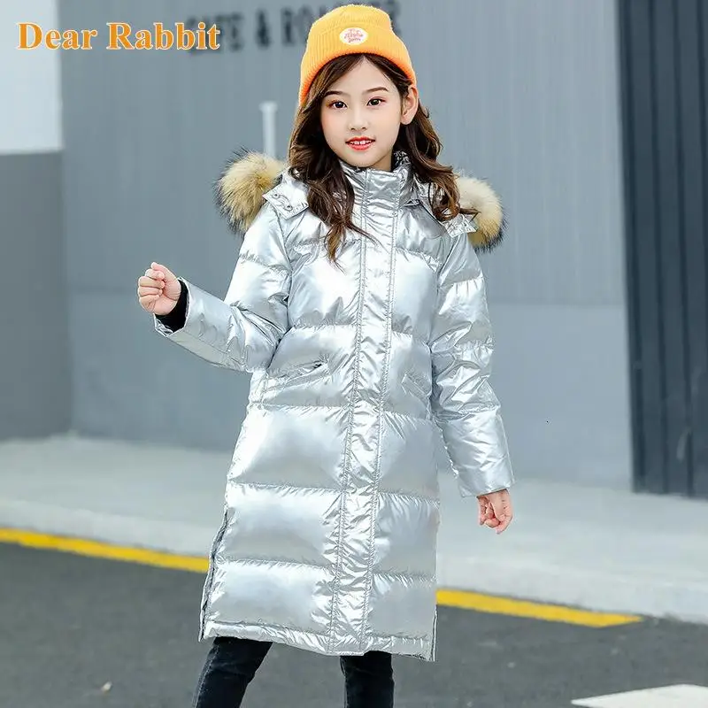 

2022 New Kids Warm Winter Down Jackets Boys girl clothes long Coat overcoat Russina children parka real fur clothing snowsuit