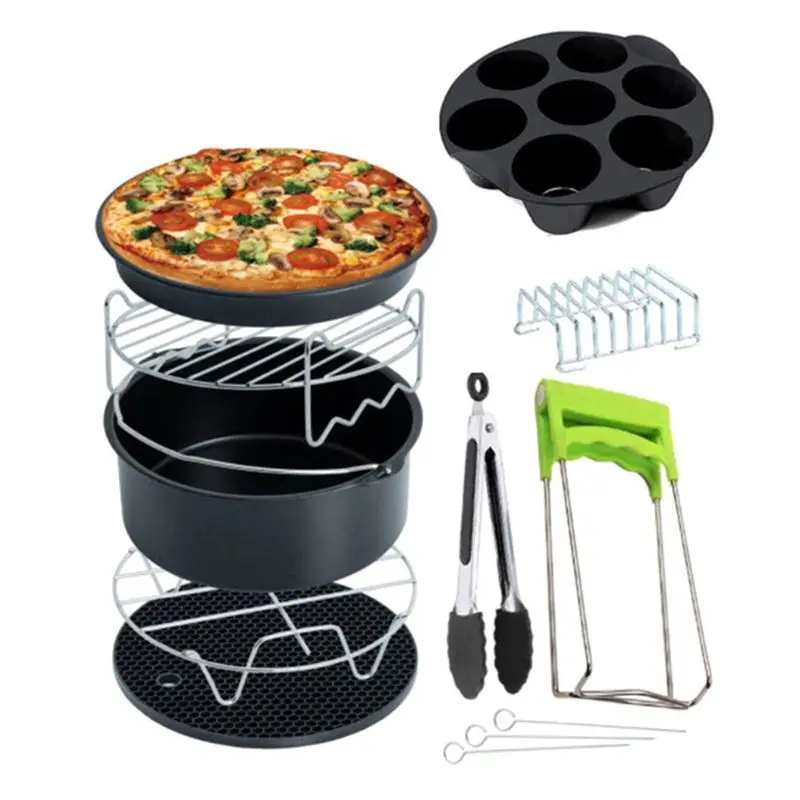 

9 шт., 8-дюймовая фритюрница для выпечки, подставка для сковородок, аксессуары для Go wise Phillips, подходит для тортов, выпечки пиццы, обжарки мяса