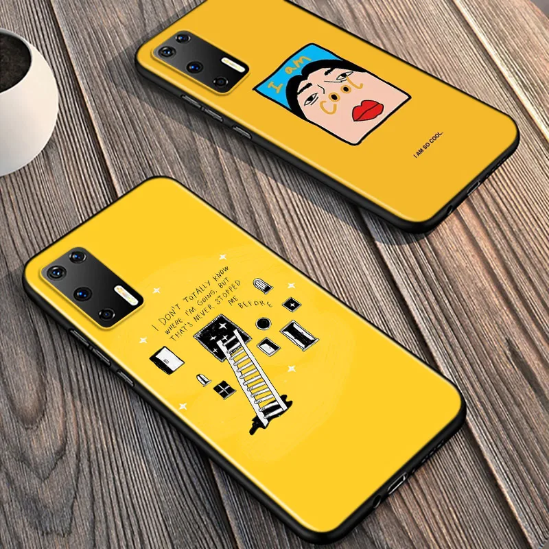 

Alien Yellow aesthetic For Huawei P40 P30 P20 Pro P10 P9 P8 Lite E Plus 5G 2019 Phone Case Bright Black Silicone Cover
