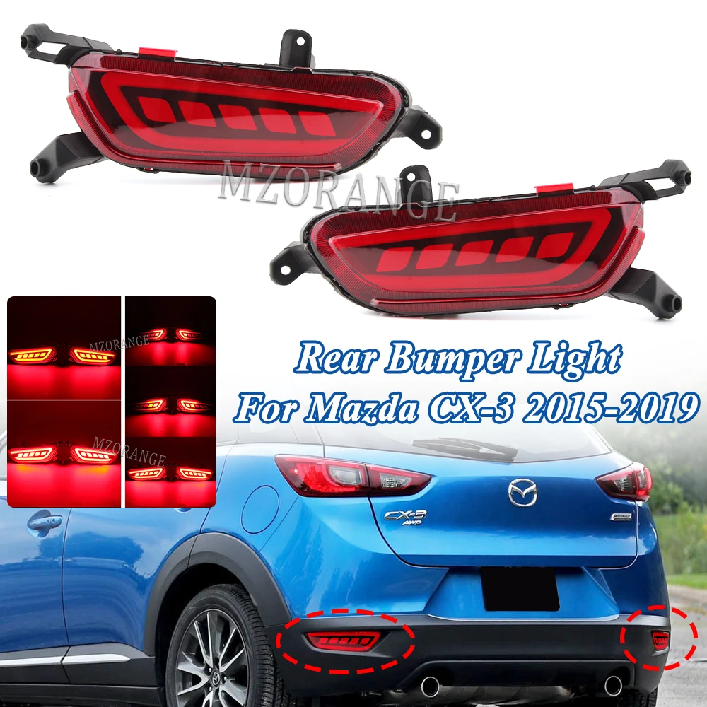 

2pcs LED Rear Bumper Light For Mazda CX-3 2015 2016 2017 2018 2019 Car Tail Turn Signal Fog Lamp 3 Functions Accessories