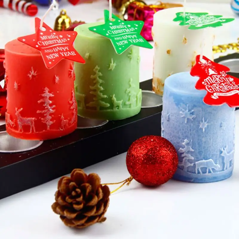 

3D Christmas Cylinder Silicone Candle Soap Mold Fondant Cake Chocolate Decor E56C