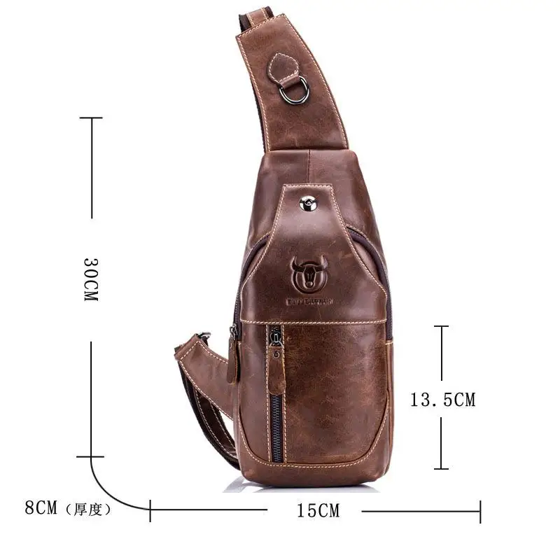 

YourSeason 2021 Men Soft Cowhide Crossbody Chest Bags Genuine Leather Man Small Messenger Retro Zipper Bag