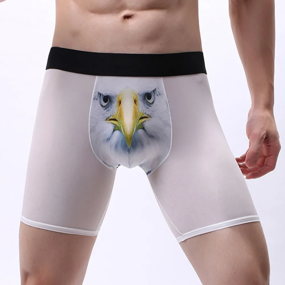 

Eagle Beak 3D Printing Long Men Sexy Boxer Shorts Domineering Ice Silk Soft Comfortable Underwear Panties Briefs Шорты