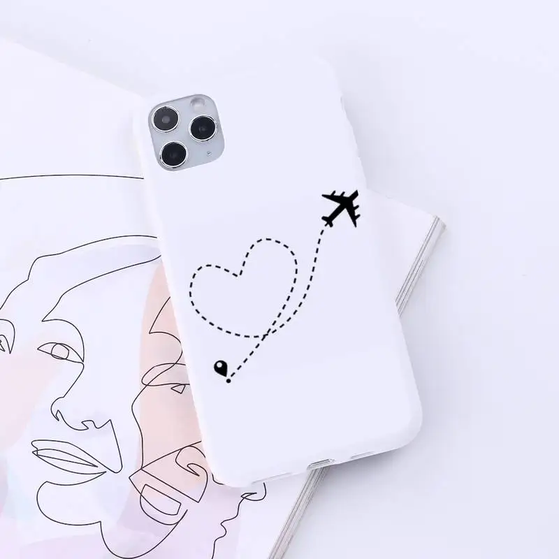 

World Map Travel line aircraft Phone Case Candy Color for iPhone 6 7 8 11 12 s mini pro X XS XR MAX Plus