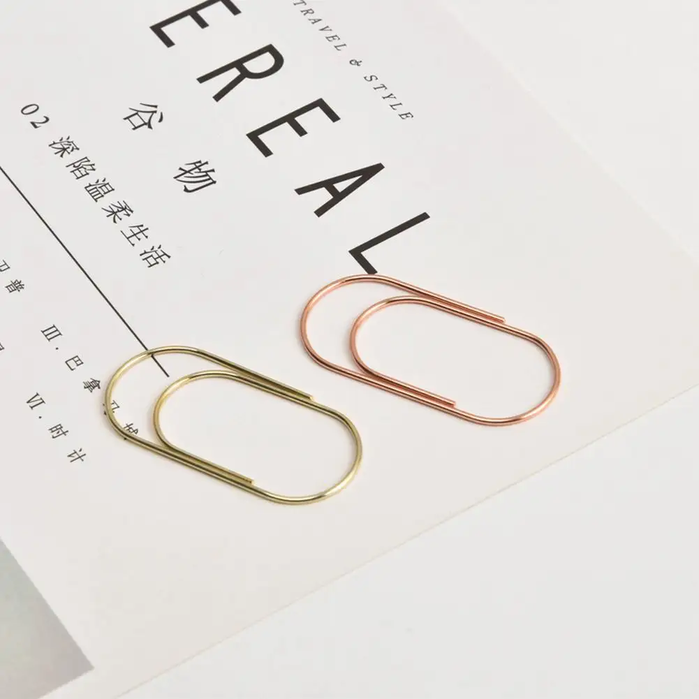 Metal Plating Paper Clip Golden And Rose Gold Curved Pin Book Stationery School Office Supplies | Канцтовары для офиса и дома