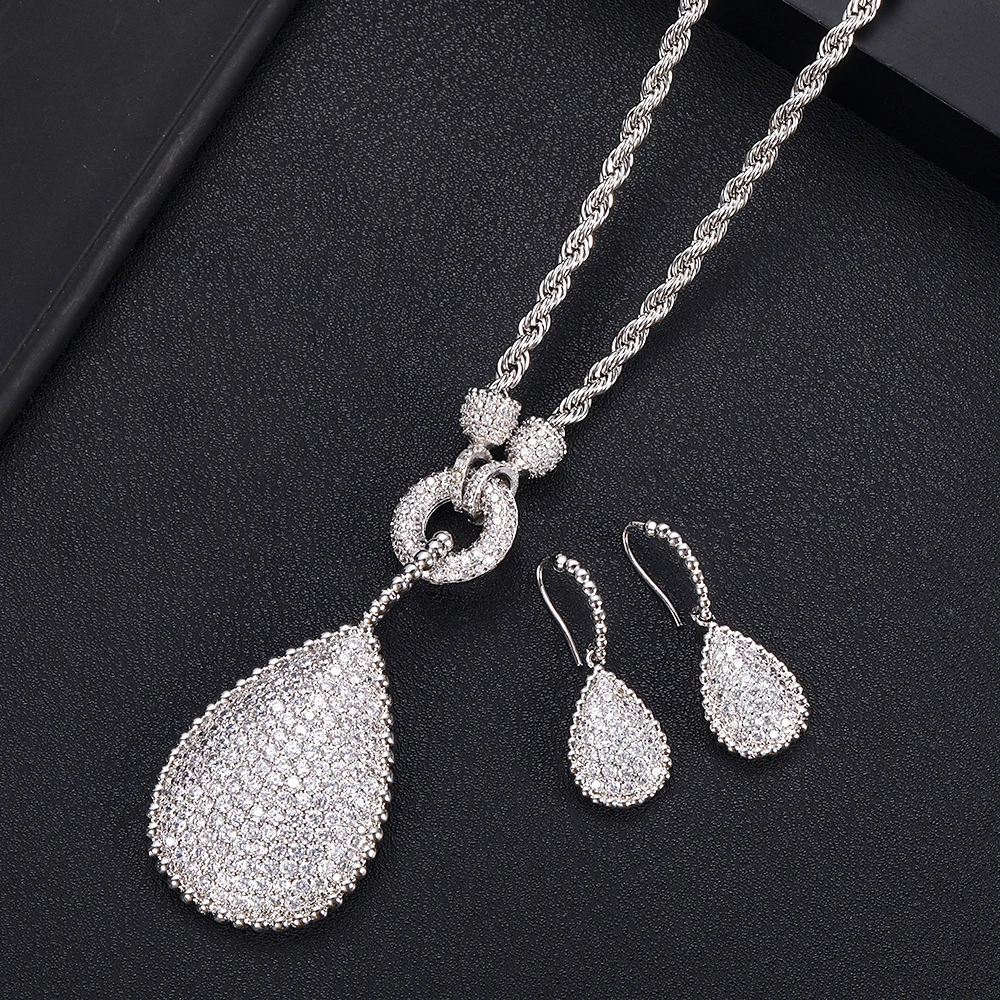 Janeklly тренд капли воды длинные висячие серьги для женщин полный с кубическим