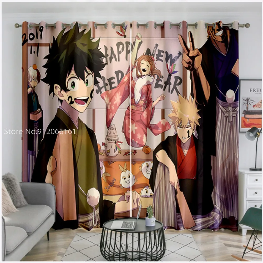 

Folio/One Piece Anime Blackout Curtain My Hero Academia Japan Manga 3D Print Window Drapes For Kids Boys Bedroom Custom Curtain