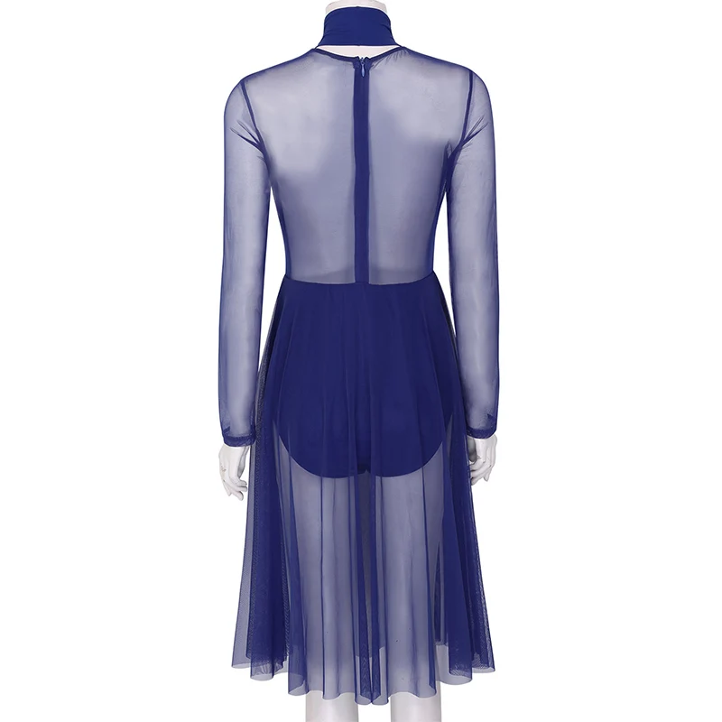 Женское балетное платье с длинным рукавом прозрачная сетчатая Одежда для танцев