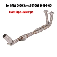 for bmw c600 sport c650gt 2012 2015 exhaust front header mid link pipe motorcycle connect section tube 51mm escape slip on
