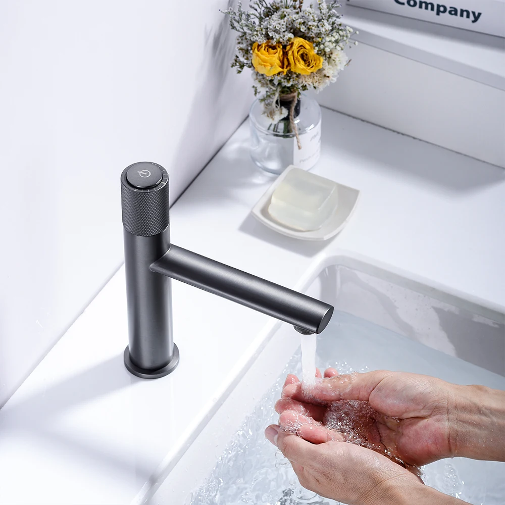 

2021 Mixer Sink Tap Hot Cold Solid Brass Basin Faucet Gunmetal Deck Mounted Single Hole Single Handle Vanity Water Tapware