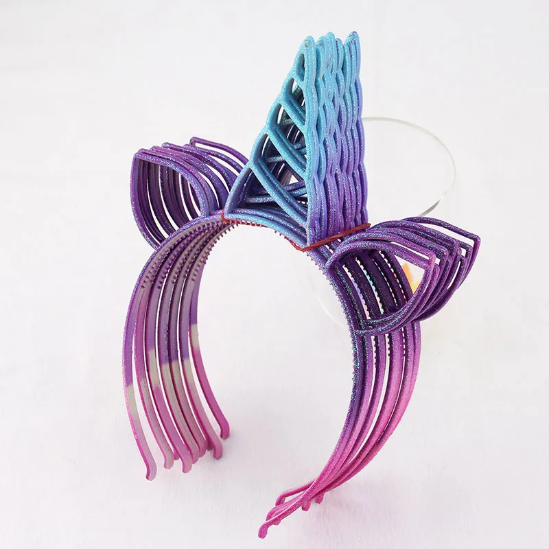 C04 glitter hairband 12 шт./лот,, блестящий ободок для волос в виде единорога, повязка на голову, Яркий пластиковый ободок с ушками для женщин/девушек, вечерние украшения для волос, головные уборы - Цвет: C04 glitter hairband