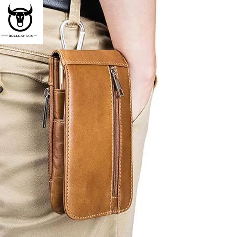 Бренд BULLCAPTAIN Ретро стиль Мужские поясные сумки из воловьей кожи натуральная кожа