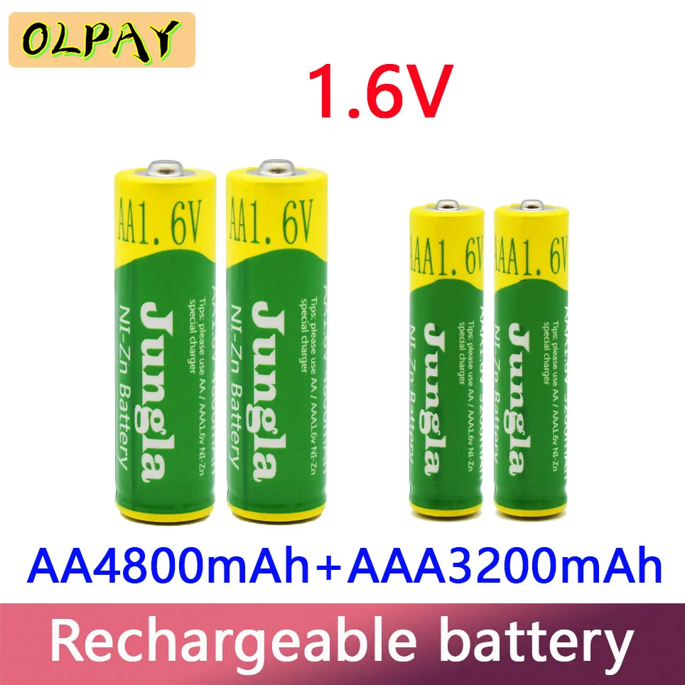 AA 1 6 V 4800 + AAA1.6V 3200 перезаряжаемые батареи NiZn батарея для игрушек MP3 Солнечная лампа