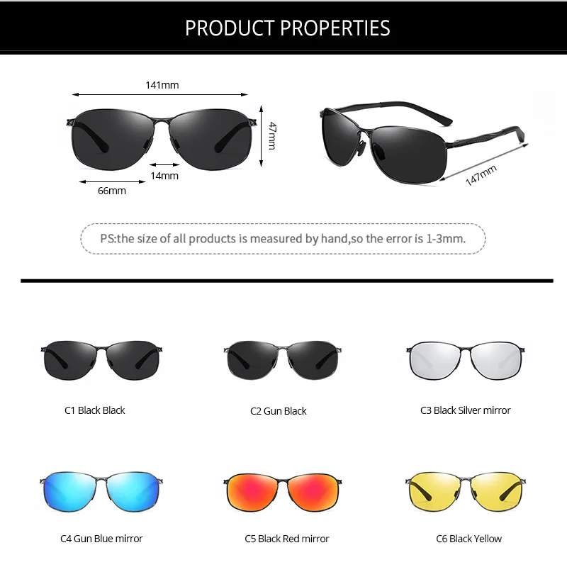 Очки солнцезащитные Мужские поляризационные прямоугольные из