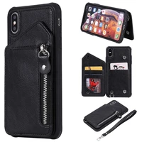 key chain zipper leather wallet case for iphone 6s 6 7 8 plus x xr xs max shockproof stand cover safe button back card slots