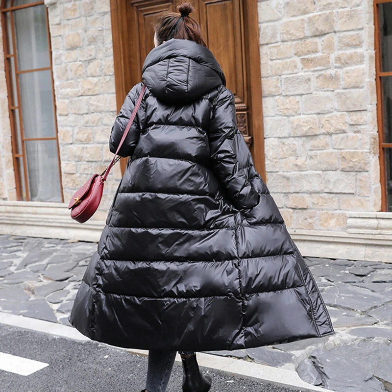 2020 осень зима белый утиный пух Женская парка с капюшоном корейское длинное