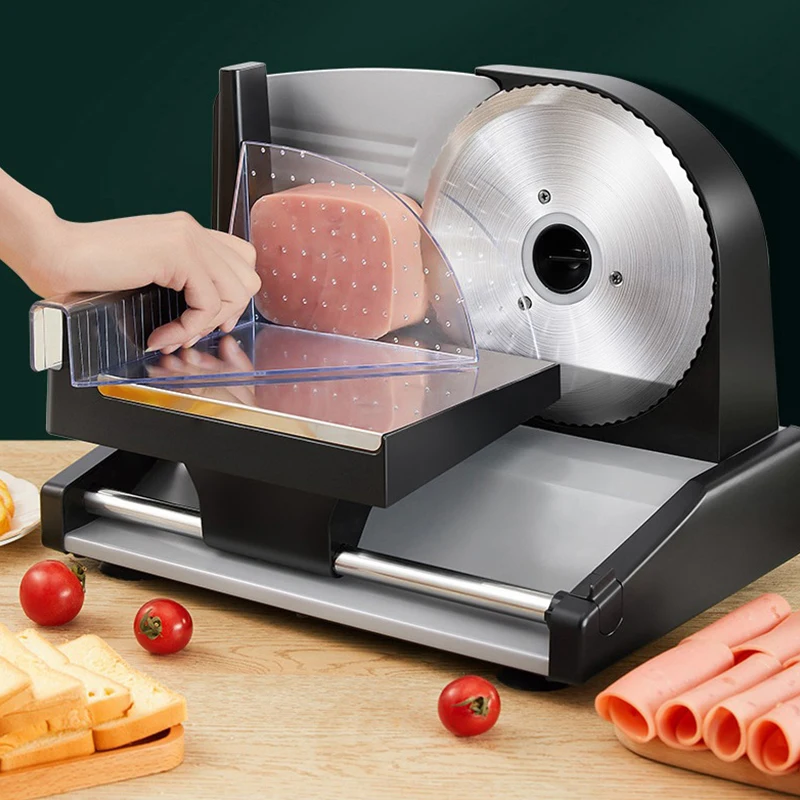 220V Multifunctional Meat Slicer Machine Ham Lamb Rolls Meat Slices of Bread Vegetable Hot Pot Desktop Adjustable Thickness