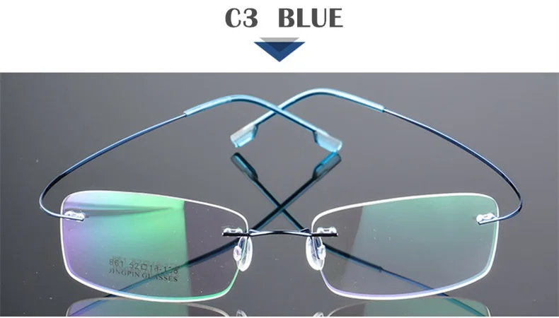 C3 BLUE SUMONDY без оправы титановые очки с оправой из сплава рамка для мужчин и женщин квадратные Простые Стеклянные очки прочность рецепт оправы для глаз UF60 - Цвет оправы: C3 BLUE
