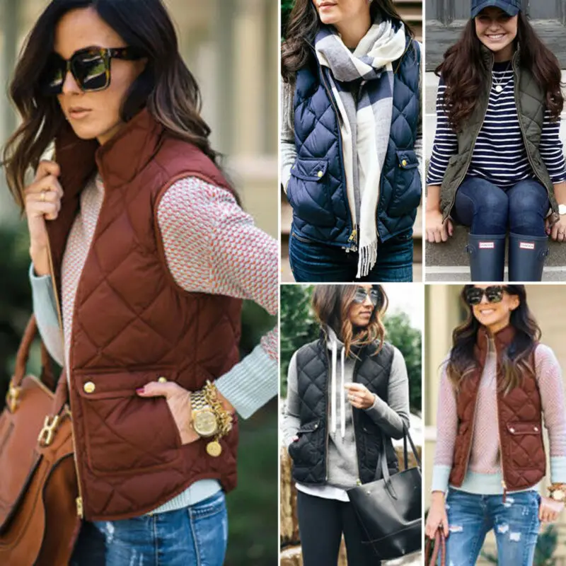 Женская хлопковая куртка на молнии черная зимняя с подкладкой|Жилеты и