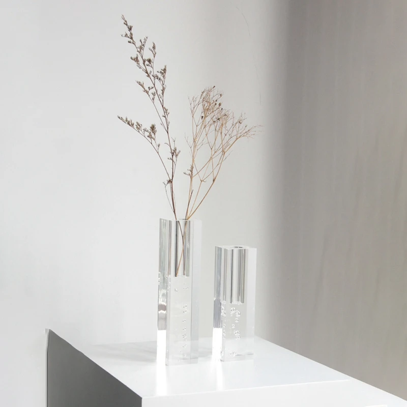 Скандинавская акриловая ваза квадратная колонна стеклянная пузырчатая