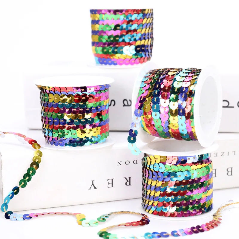 5 метров 0 см широкий цвет Плоская Круглая пайетка отделка блестками