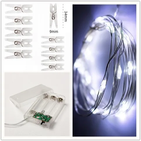 Clod white light 5 м 10 м светодиодный гирлянда медная проволока с Деревянные прищепки на батарейках Гирлянда для фото держатель Рождество Свадьба День рождения - Испускаемый цвет: Clod white light