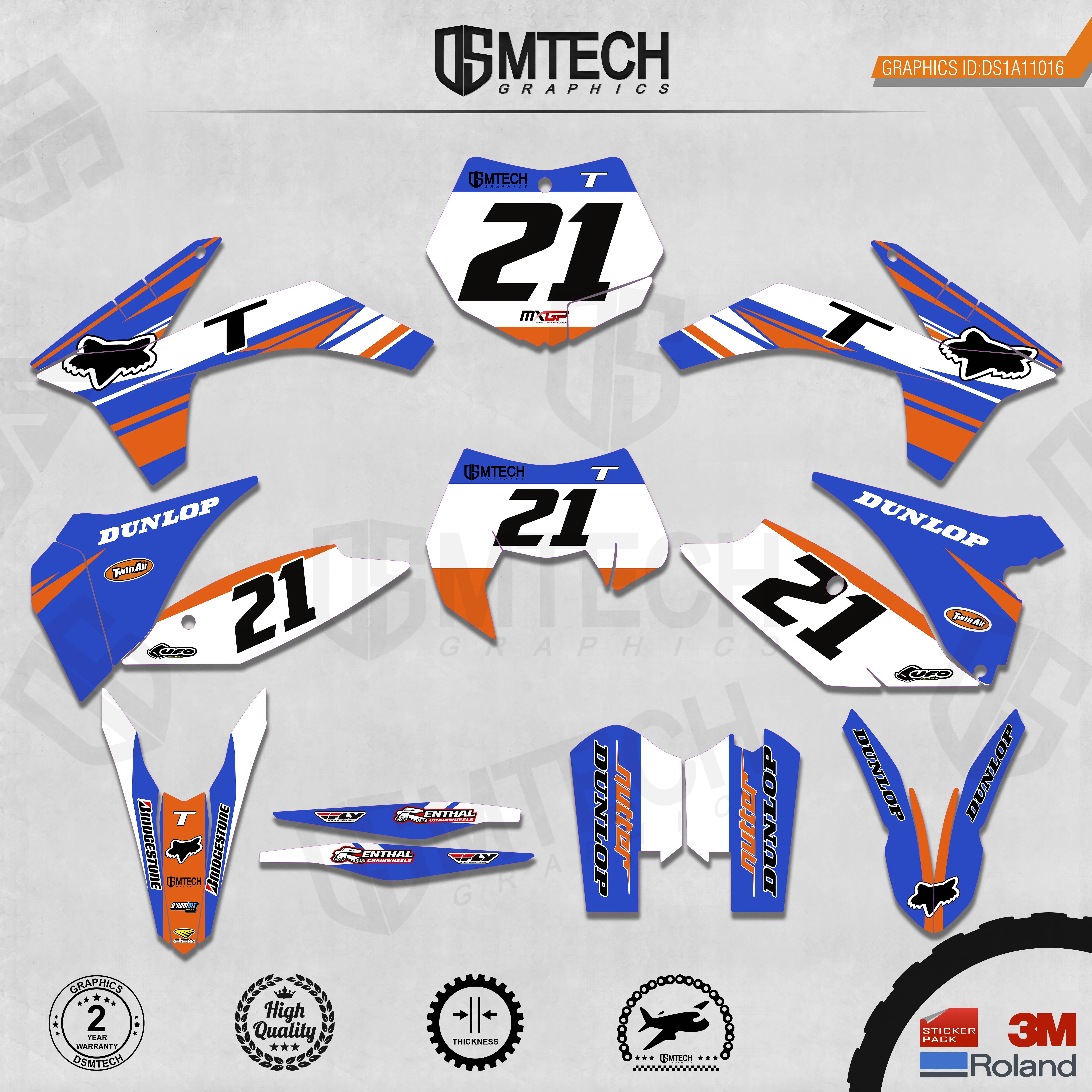 DSMTECH Customized Team Graphics Backgrounds Decals 3M Custom Stickers For  2011-2012 SXF  2012-2013EXC  016