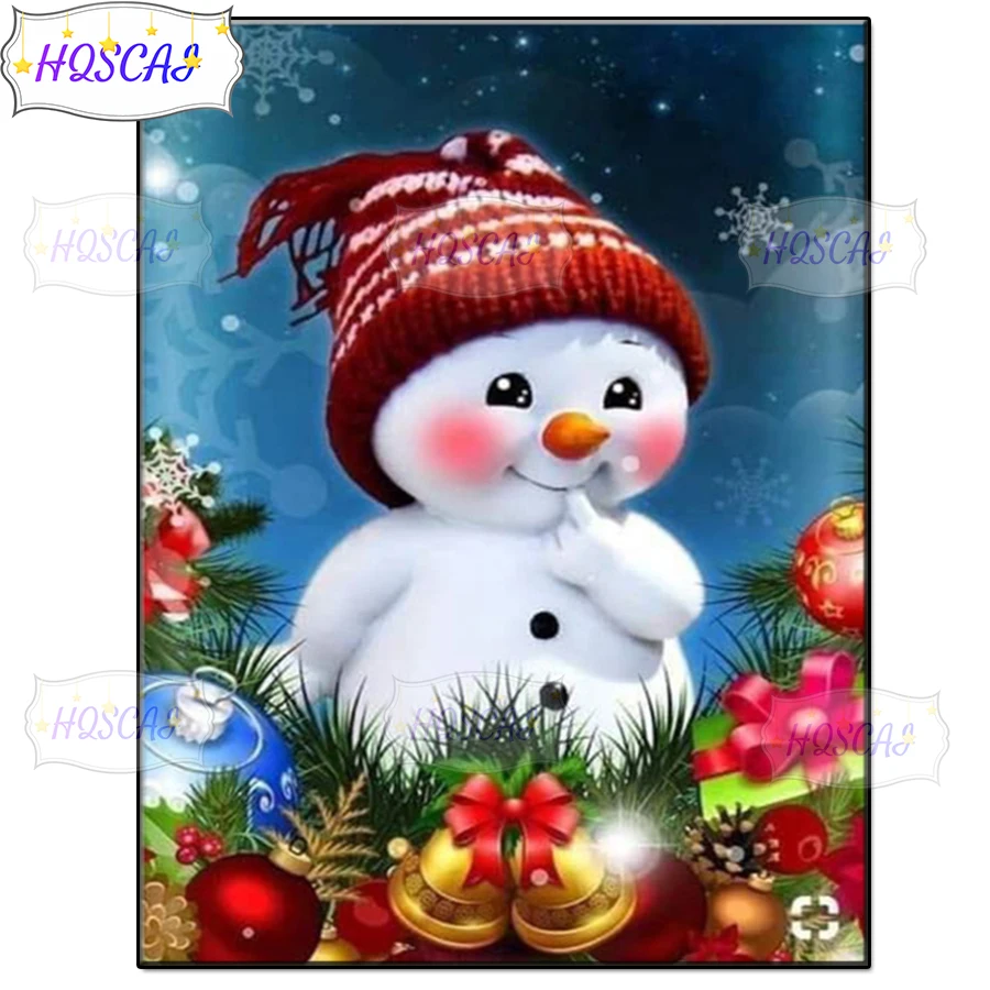 

5D Cute snowman with christmas decoration diamond painting full diamond mosaic home decor pattern DIY handmade new year gift