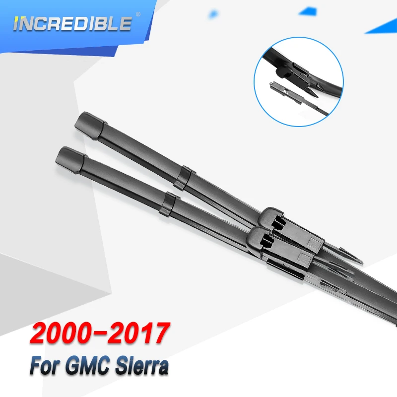

INCREDIBLE Wiper Blades for GMC Sierra 2500 HD 22"&22" Fit Push Button / Pinch Tab / Hook Arms 2000 - 2017