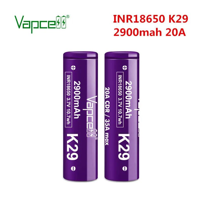 Vapcell Li Ion Battery INR 18650 K29 2900mah 20A 3.7V Rechargeable Lithium Batteries Cell For Flashlights Power Tools | Электроника