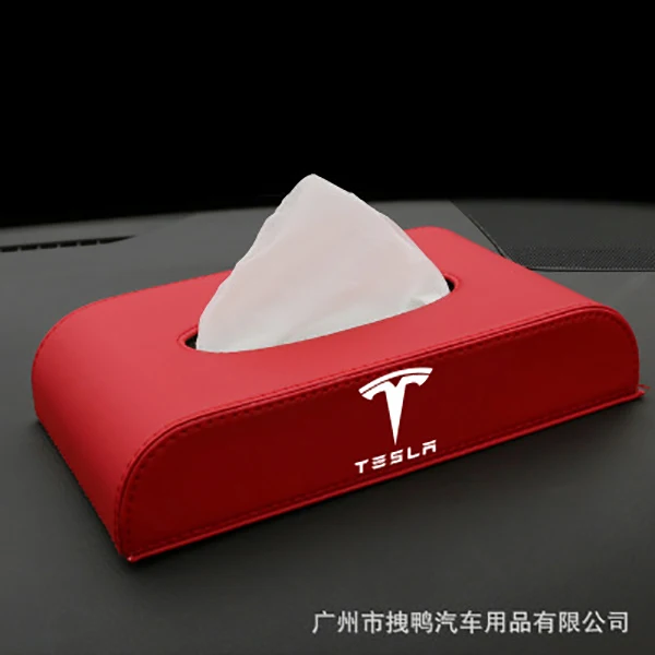 

1 Pcs New Car Style PU Quality Tissue Box Emblem For Tesla Model 3 Model S Model L Model Y Model X Auto Accessories