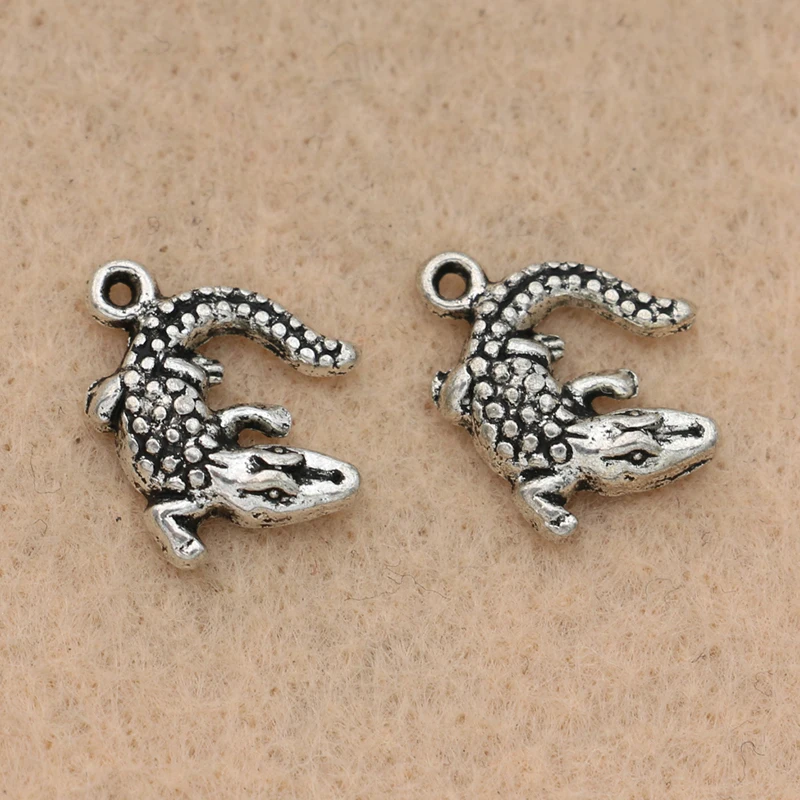 

10PCS Antique Silver Plated Crocodile Charms Pendants for Jewelry Making Bracelet Accessories DIY Findings 12x16mm