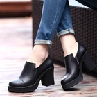 Женская кожаная обувь WEIBATE на толстом каблуке, нескользящая резиновая обувь, водонепроницаемая обувь на платформе, с боковой молнией, 2020