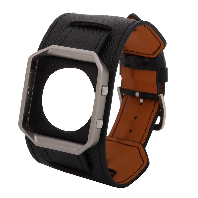 FOHUAS, ремешок из натуральной воловьей кожи с перекрестным узором, Wartch Band для fitbit Blaze, браслет, включая металлическую рамку, розничная посылка