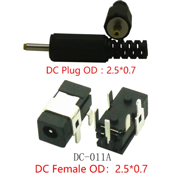 10pieces DC-011A DC connector 2.5x0.7mm female DC power jack DIP PCB mounting for tablet notebook phone audio charging