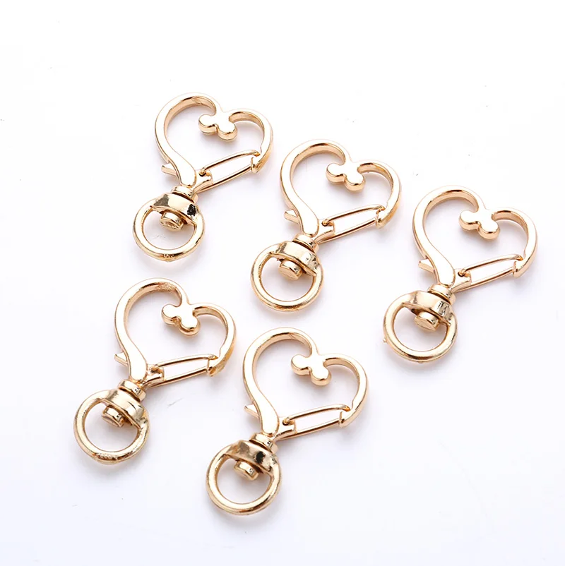 Rose Gold 5 шт. Серебряный Золотой Сердце Клип крюк брелок вращающаяся Пряжка Лобстер Сплит Брелок, лидер продаж подарок на день рождения - Цвет: Rose Gold