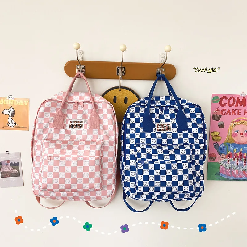 

Милый женский рюкзак в японском стиле, модный дорожный клетчатый ранец с принтом, школьные ранцы для девочек-подростков, миниатюрная сумка