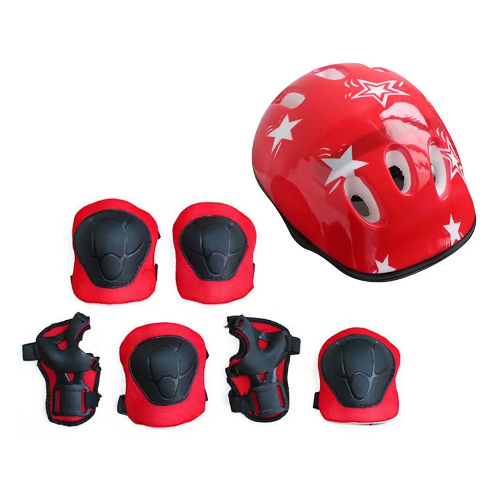 

7PCS/Set Sport Toys Kids Roller Skating Helmet Knee Elbow Wrist Pad Protective Gear Set Comfortable Scooter Skate Toys for Baby