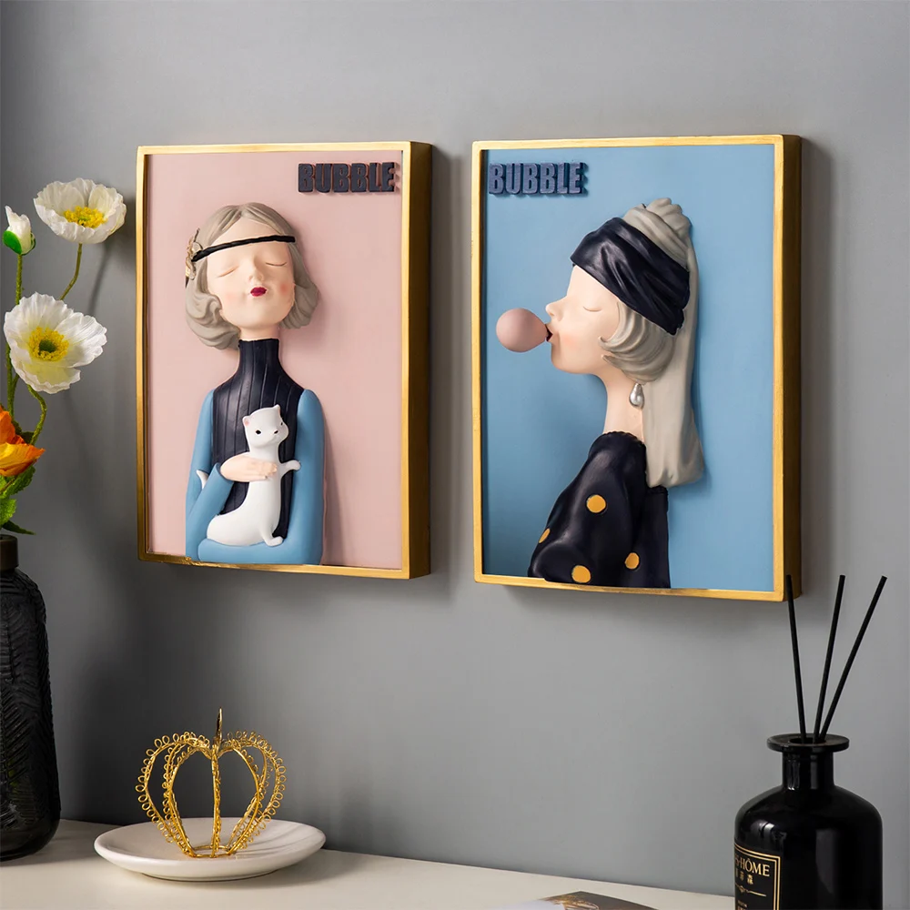 

Nordic Wall Decoration Living Room Resin Girl Model Wall Hanging Wall Paintings Art Decor Bed Room Decoration Creative Crafts