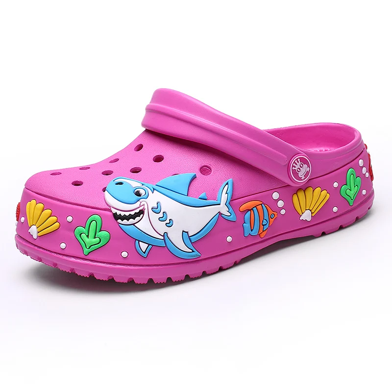 Summer Child Clogs Quick Dry Breathable Casual Home Slides Garden Shoes Ocean Shark Beach Sandals Blue Mules Anti Skid Slippers